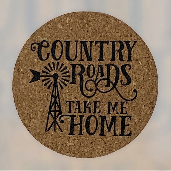 Cork Coaster Set Farmhouse Country Farm Phrases Natural Cork 4 Piece NEW - Picture 8 of 16
